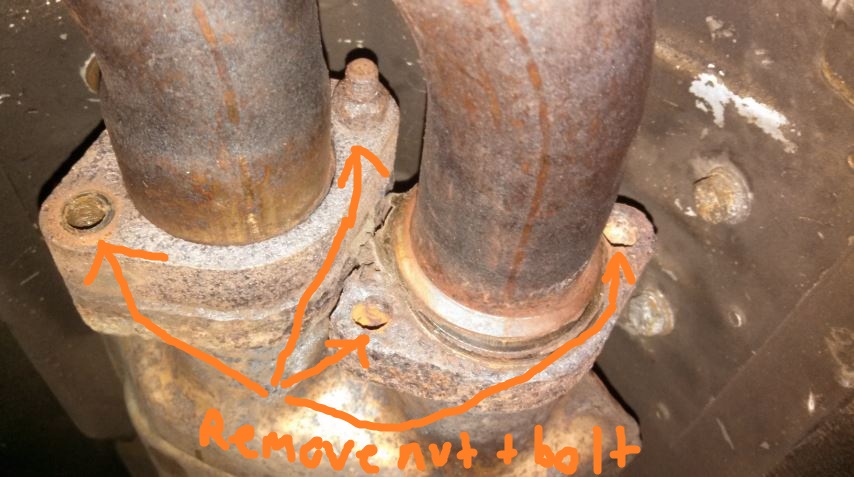 E30 Subframe removal - exhaust connectors