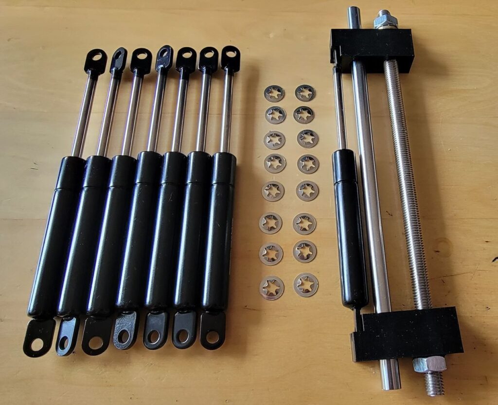 Eight New E30 seat gas spring shocks (E23, E24,E28) + Tool BMW